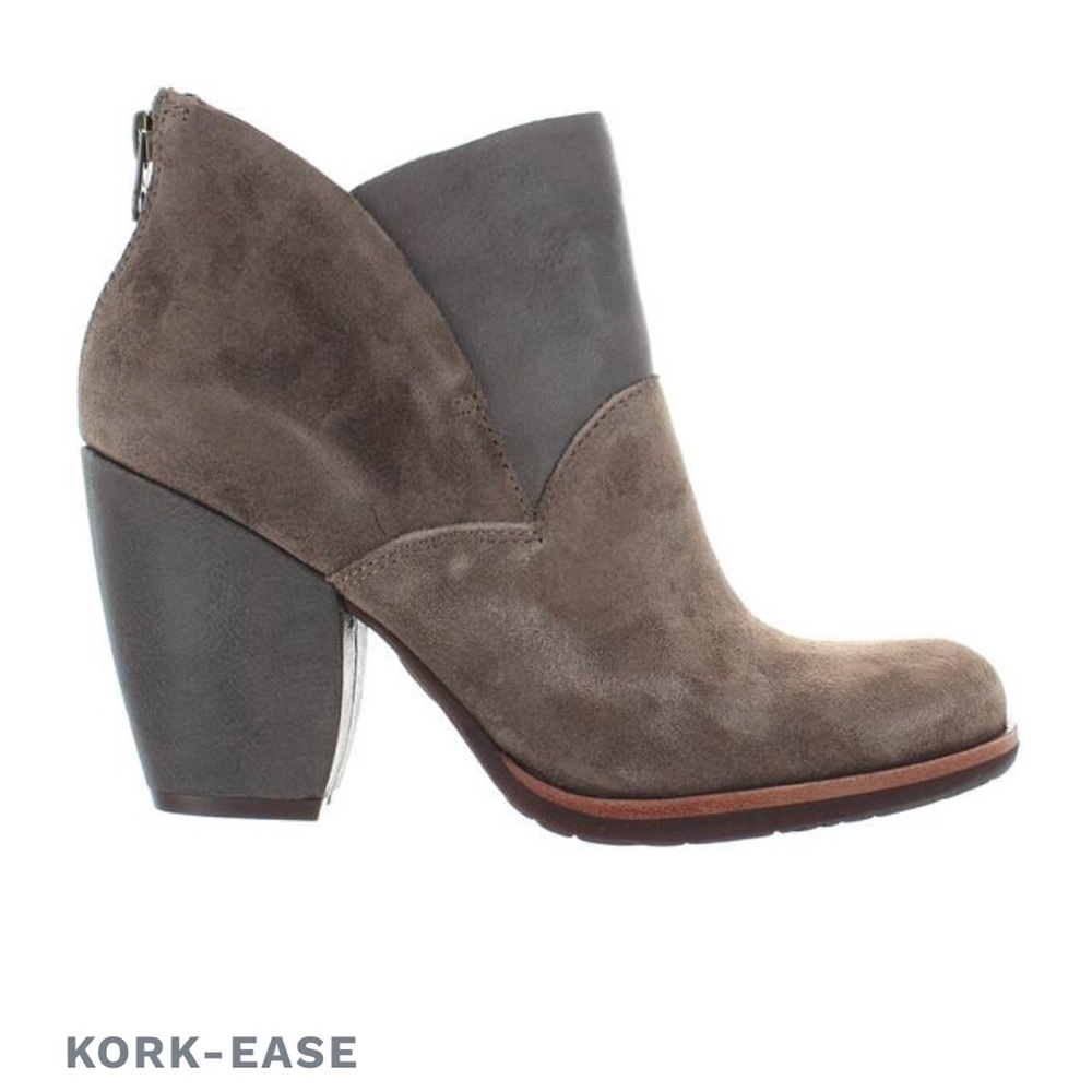 Kork-Ease grey leather suede Castaneda booties 10